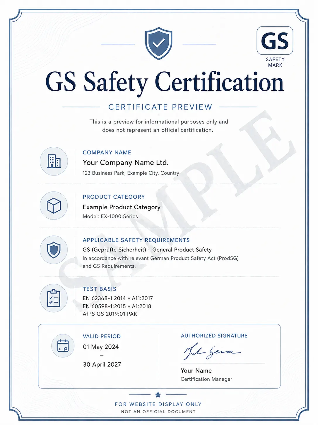 0.3gs Safety Certification