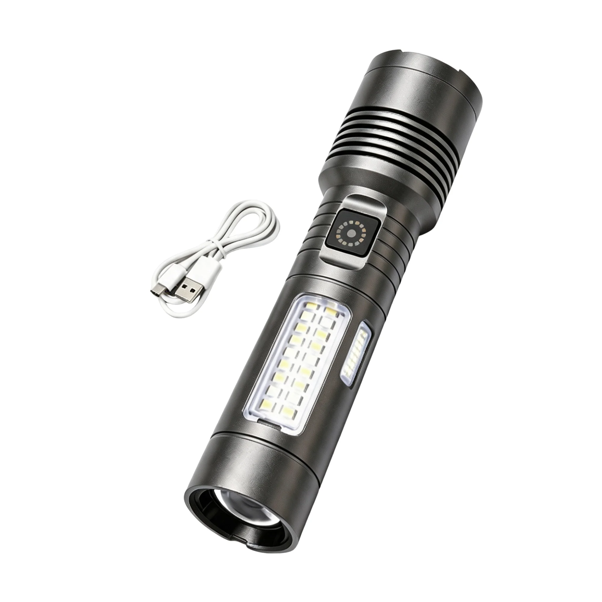 Heavy‑Duty Aluminum Rechargeable Tactical Flashlight KU-IS-08-008