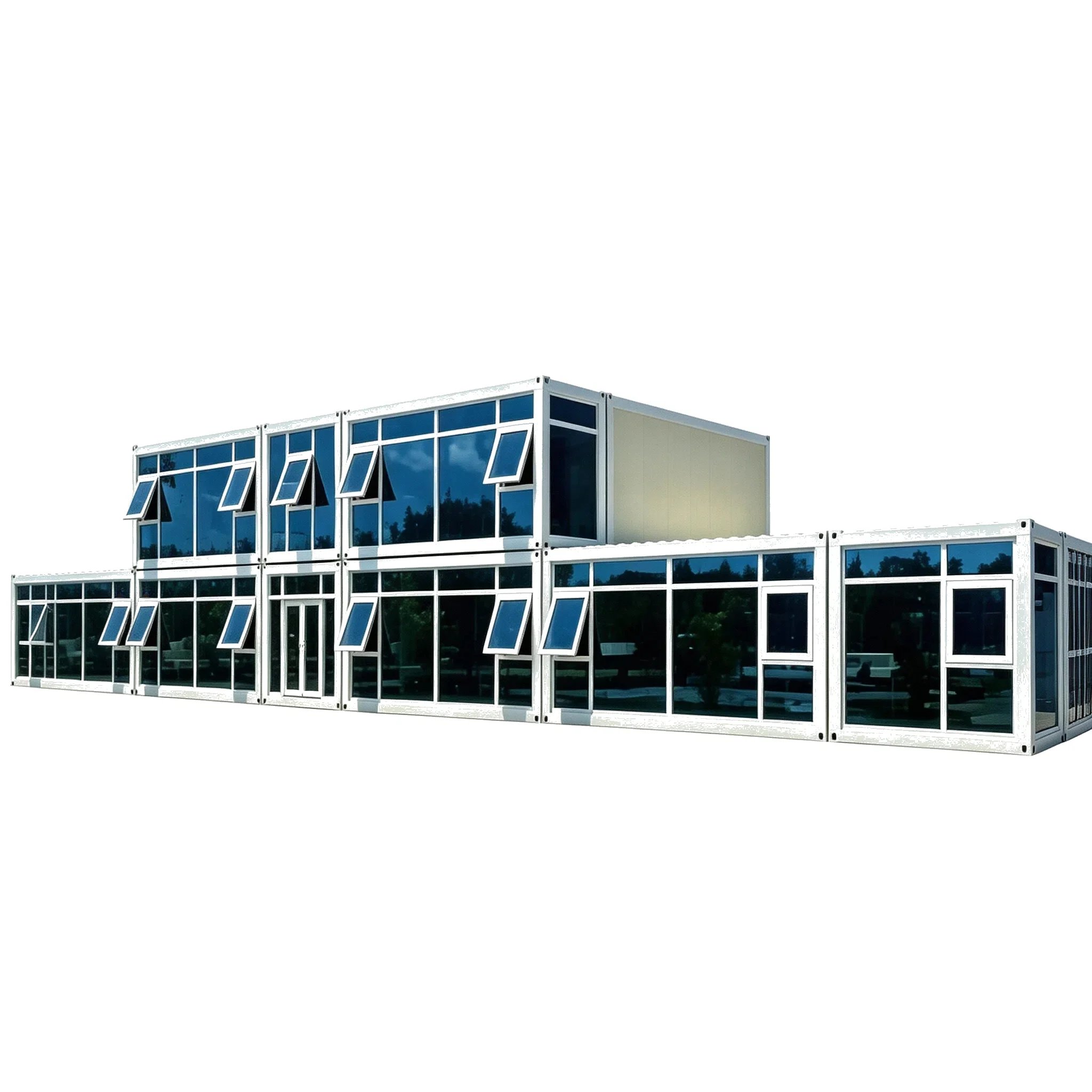 Two‑Storey Panoramic Glass Modular Container House KU-IS-06-008