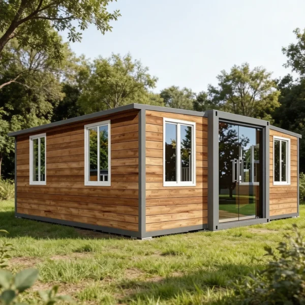 Wood‑grain 20ft Double‑wing Expandable Container House, Ku‑is‑05‑008 01
