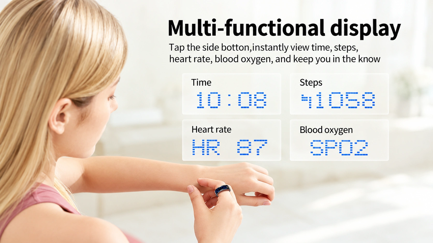 LED display smart ring functions and product details