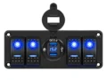 KU-FV-13-001 4-Gang 12V–24V Rocker Switch Panel with Dual USB Charger and Digital Voltmeter
