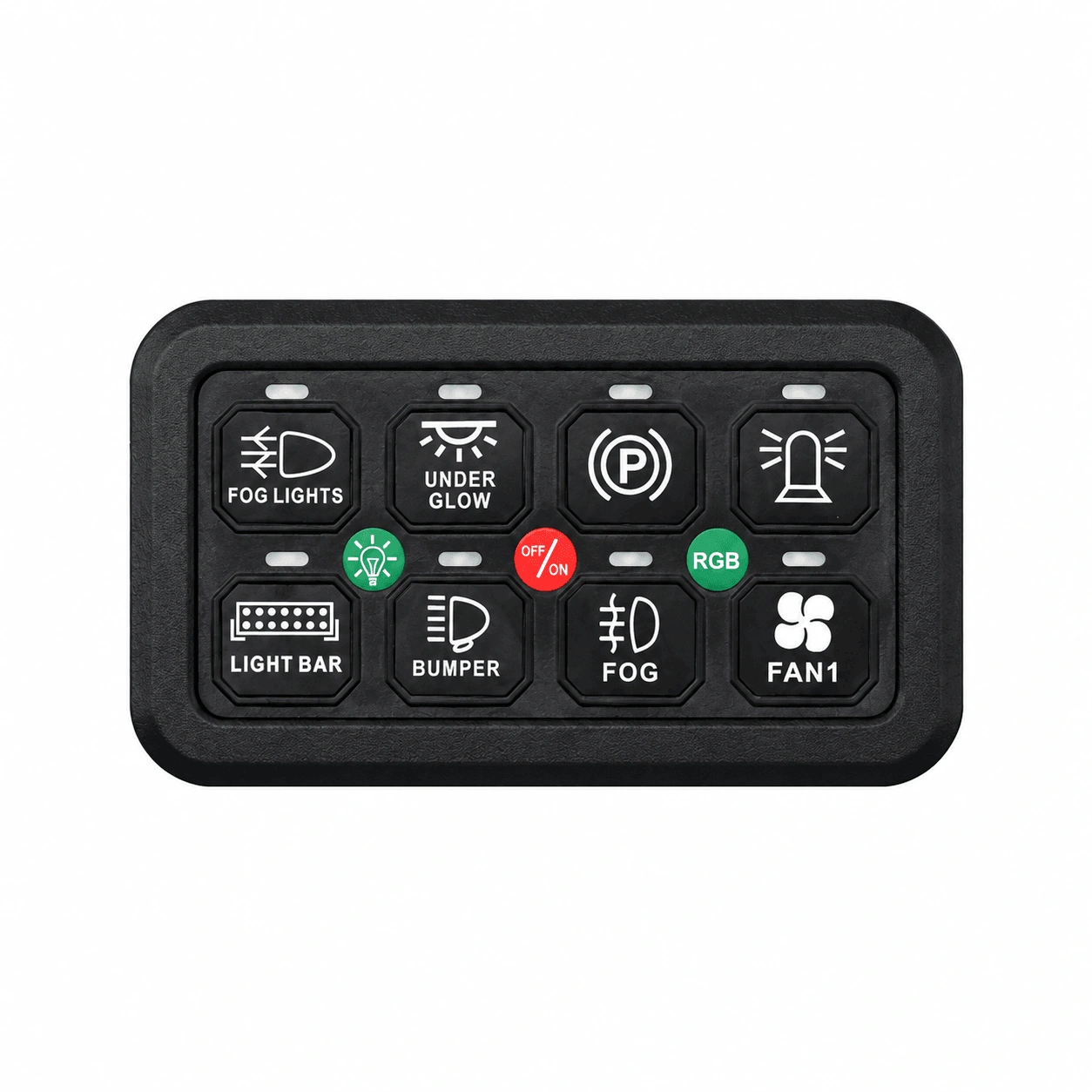 KU-FV-13-002 8-Circuit 12V–24V RGB Switch Panel with Control Box and 80A Circuit Breaker