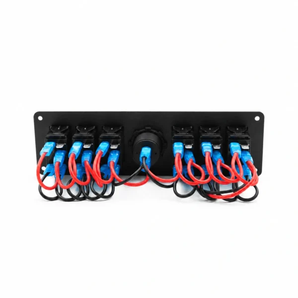 KU-FV-13-003 6-Gang 12V–24V Rocker Switch Panel with Digital Voltmeter
