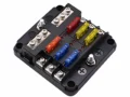 KU-FV-14-001 6-Way Automotive Fuse Block with Negative Bus and LED Indicators