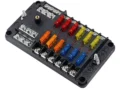 KU-FV-14-002 12-Way Automotive Fuse Block with Negative Bus, LED Indicators and Cover