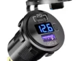 KU-FV-15-002 12V–24V USB-C PD 3.0 and USB-A QC 3.0 Charger Socket with Voltmeter and Power Switch