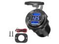 KU-FV-15-003 12–24V USB-C PD and USB-A QC 3.0 Car Charger Socket with Voltmeter and Power Switch