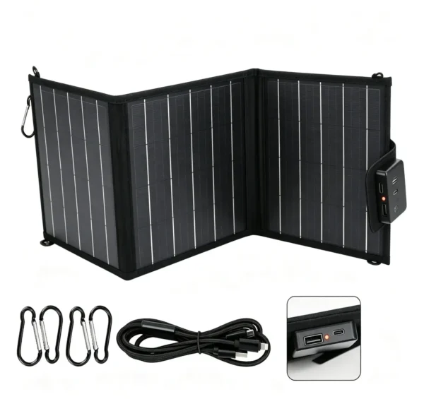 KU-OG-04-003 15W Foldable Monocrystalline Solar Panel Charger with USB-C and USB-A Outputs