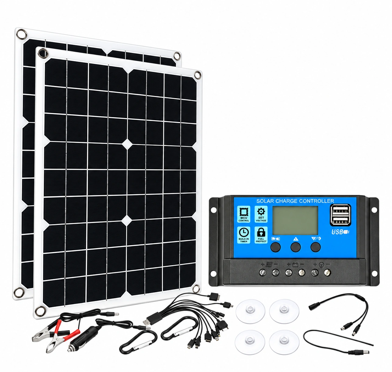 KU-OG-04-005 40W Dual Monocrystalline Solar Panel Kit with Charge Controller