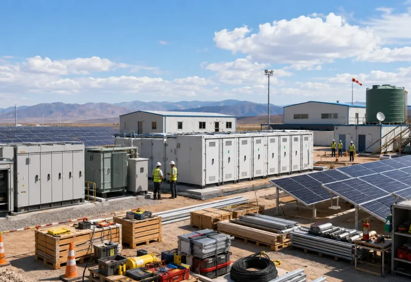 Solar Microgrid And Energy Storage Construction Site
